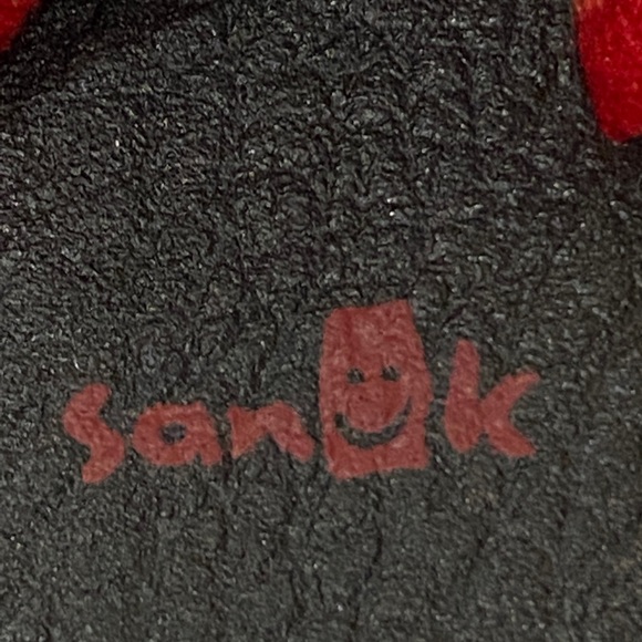 Sanuk Yoga Red Black Gray White Striped Print Sling Thong Sandals Size 6 EUC - Picture 5 of 9